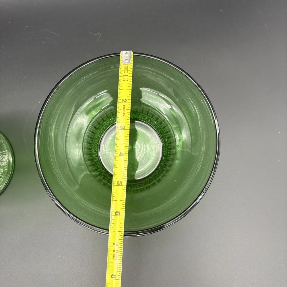 Vintage Mid Century Green Glass Bowl Set - Federal & Anchor Hocking